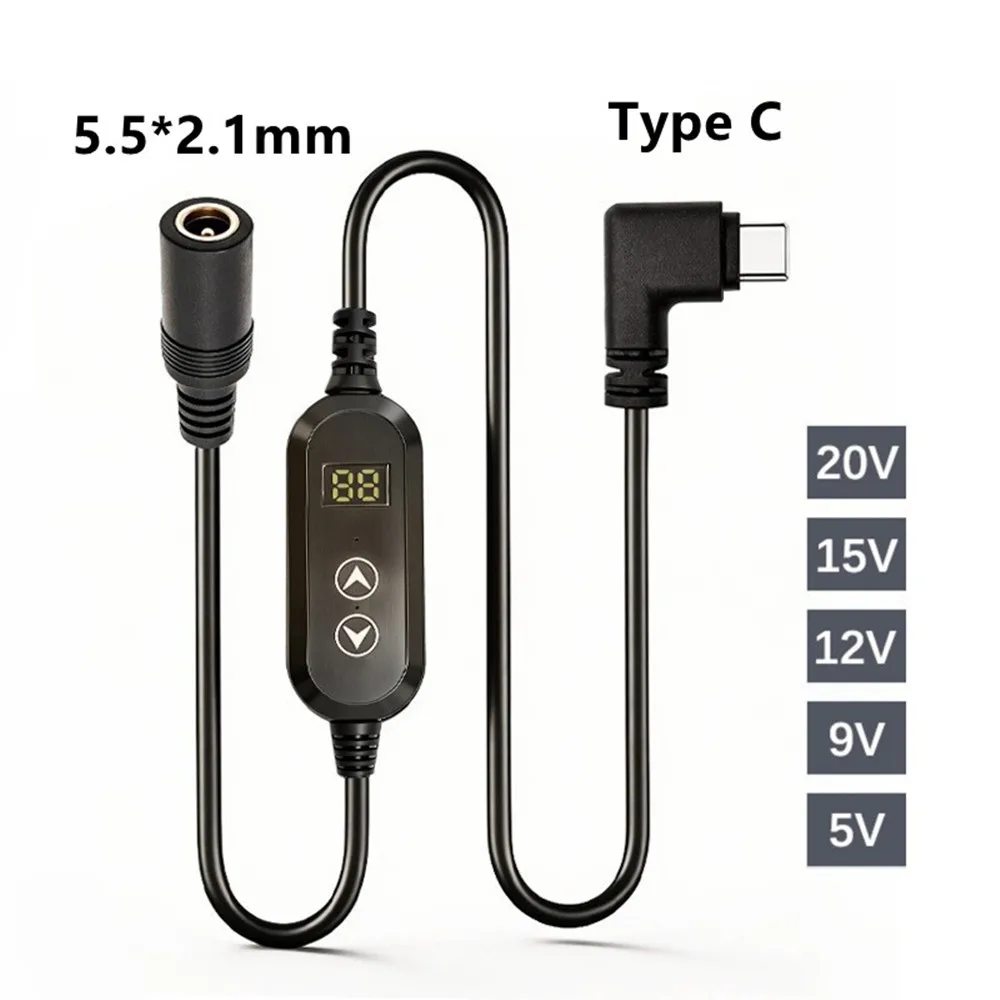 Versatile USB-C to DC Power Boost Adapter Cable with Adjustable Voltage