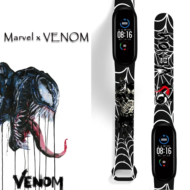 Disney Spiderman Cartoon Strap è adatto per Xiaomi 3/4/5/6/7NFC Mi Band Avengers Ironman Printing Wristband Venom Strap Band