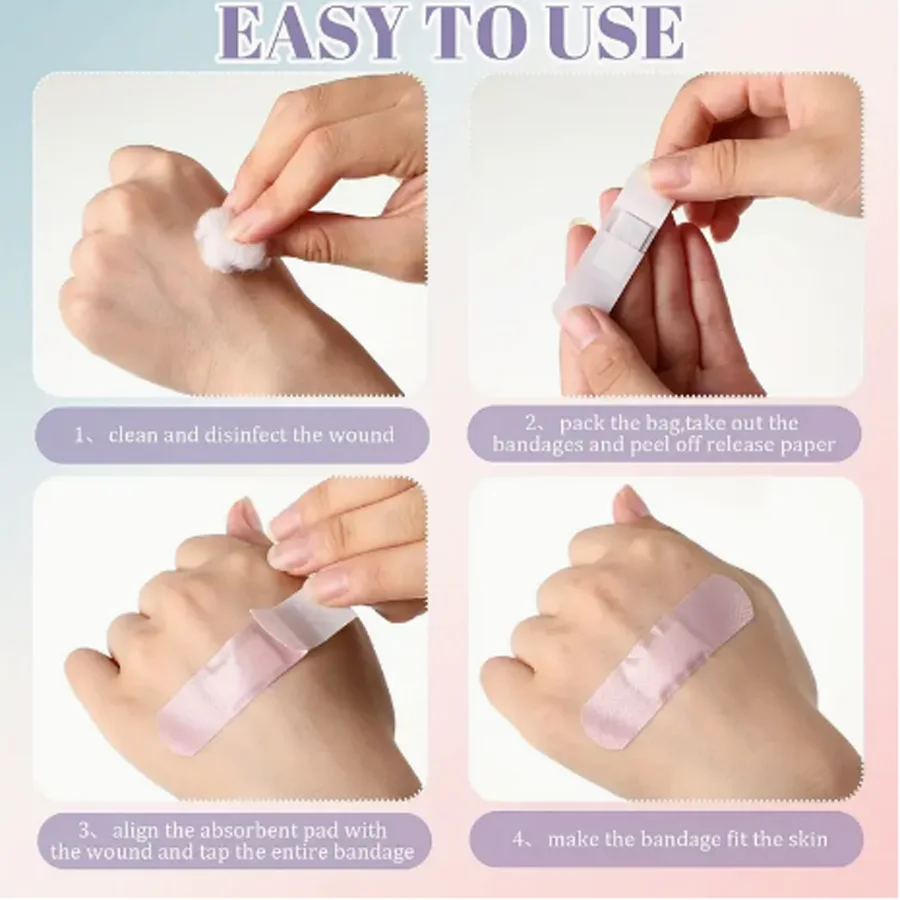 24pcs/40pcs PE Waterproof Bandages Solid Color Breathable  Bandages Stickers  In 8 Styles