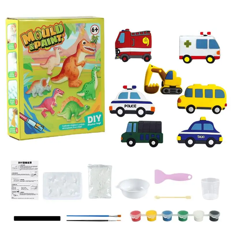

Штукатурные игрушки для рисования, набор для рисования искусств и поделок, живопись, искусство, автомобиль динозавра, DIY ремесла, штукатурка для дошкольного использования