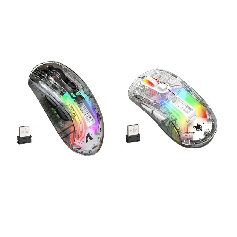 

RGB Backlit Wireless Bluetooth-compatible Mouse Transparent RGB Lighting Gaming Mouse E-sports Wired Mouse for PC Dropship