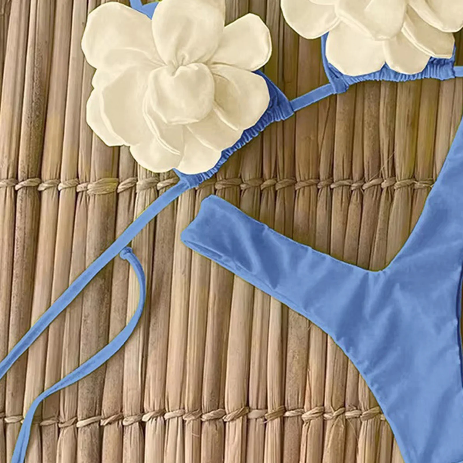 Vacation Swimwear Set Ruffle Trim Halter Bikini Set Women's Summer Swimming Suit Beachwear