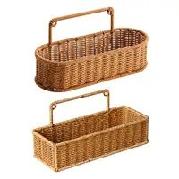 Weaving Wall Hanging Basket Decorative Basket Container No Perforating Fruit Sundries Organizer for Living Room 1