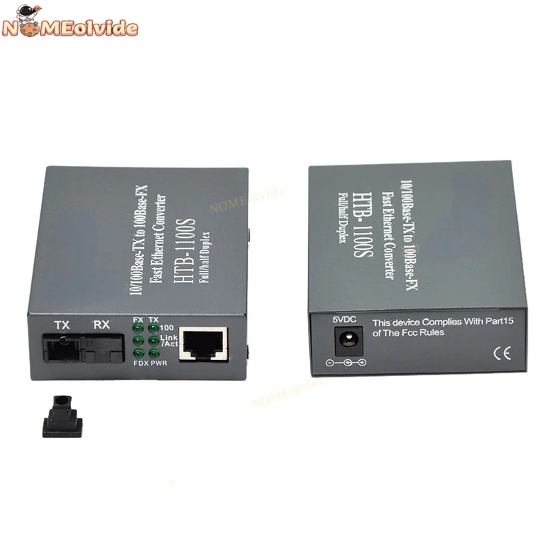 

5 Pair HTB-1100S Optical Media Converter 10/100Mbps RJ45 Single Mode Duplex Fiber SC port Converter 25KM With Power