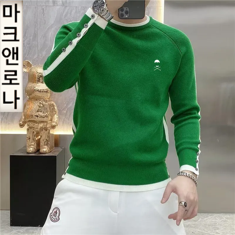 

Роскошная брендовая футболка для гольфа 남프류 류 상 Мужская одежда для гольфа 2023 зимняя модная Новая Вязаная мужская одежда для гольфа ветрозащитный свитер для гольфа