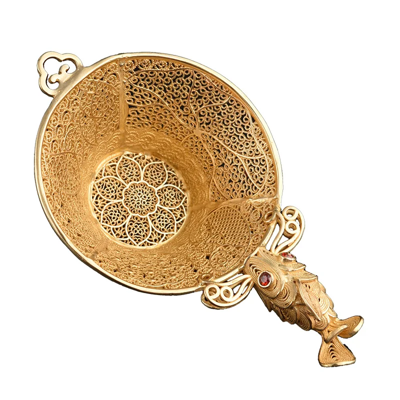 Copper Koi Tea Strainer High End Golden Tea Filter Screen for Home Office Use Kung Fu Teaset Accessories Tea Ceremony