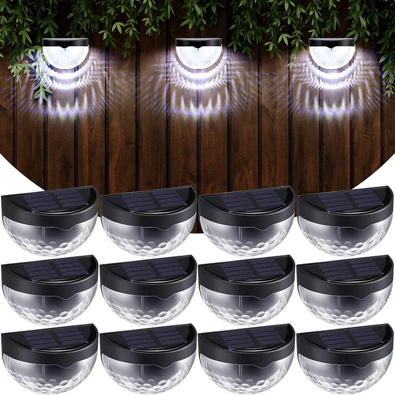 6LED Solar Fence Lights Solar Deck Lights Solar Wall Lights Solar Powered Wall Mount Outdoor Waterproof Fence Lamp Lighting outdoor square mount clamp compatible for universal deck patios holder stand heavy dutys steel square parasol stand base