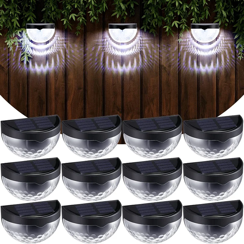 6LED Solar Fence Lights Solar Deck Lights Solar Wall Lights Solar Powered Wall Mount Outdoor Waterproof Fence Lamp Lighting