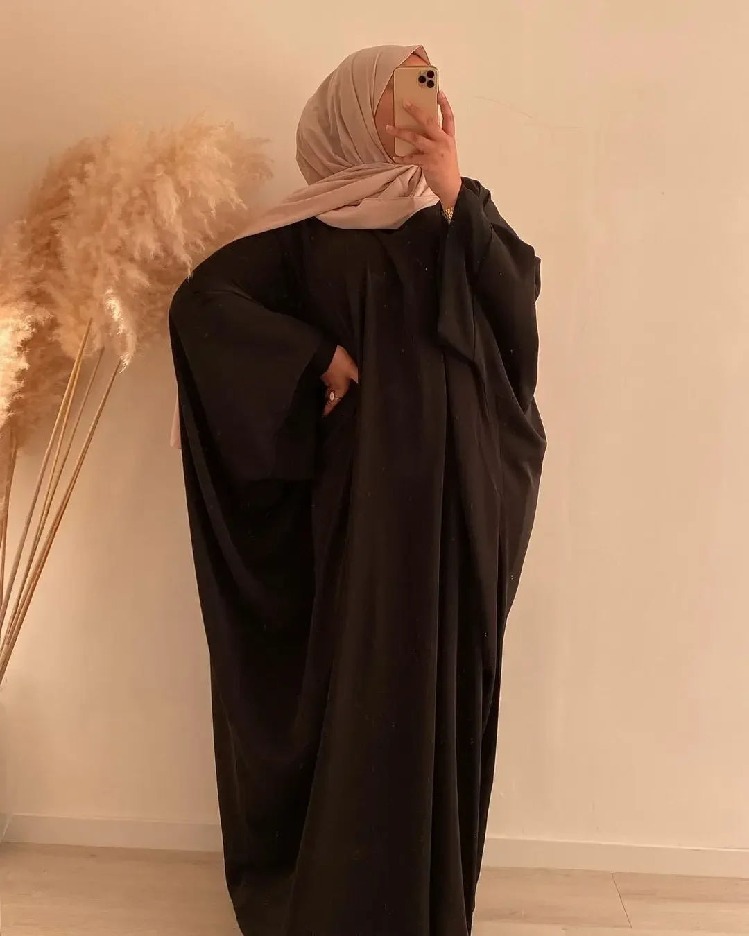 Ramadan One Piece Prayer Muslim Abaya Dress Dubai Nida Batwing Sleeves Abayas for Women Kaftan Hijab Robe Niqab Islam Clothes