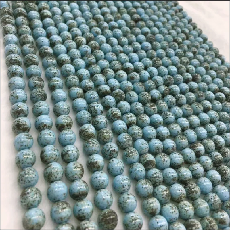 Genuine Natural Bodhi Turquoises Round Beads 6 8MM Blue Mala Howlite Smooth Loose Charm Beads Stone For DIY Jewelry Making