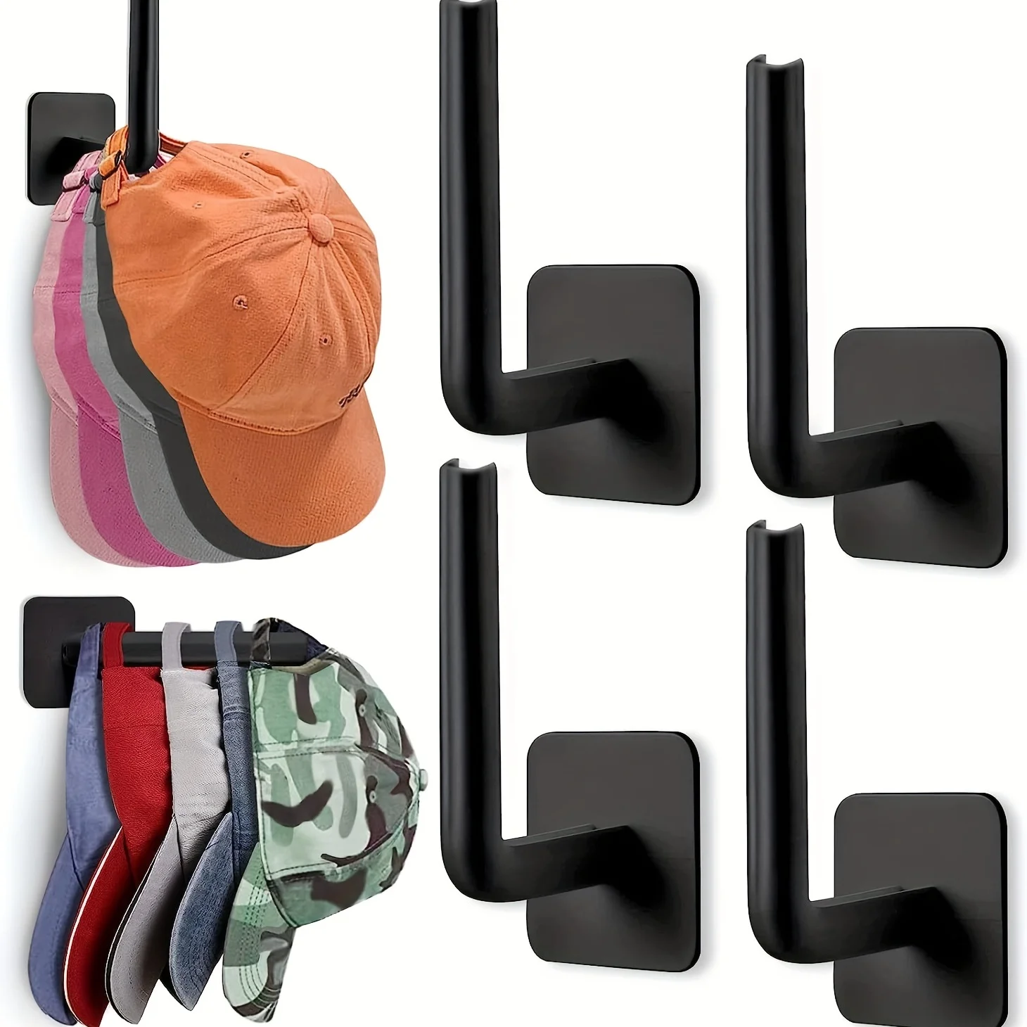 

1pc Holeless Cap Storage Hook, Hanging Plastic Hook for Keys, Hats, Towels, Sundries Self-Adhesive Hooks， bathroom accessories