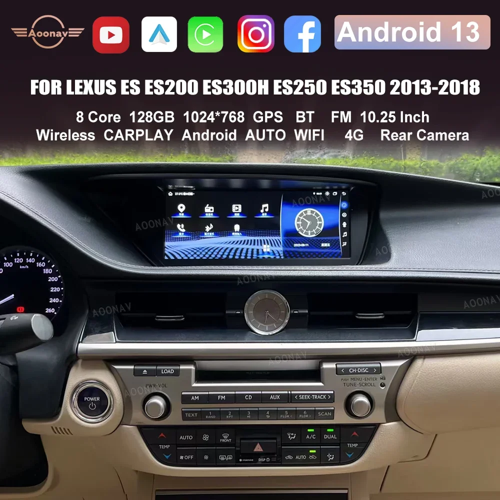 

10.25inch Android 13 Car stereo Radio For Lexus ES ES300 ES250 ES350 ES300h 2012-2018 Auto Multimedia GPS Video Carplay Player