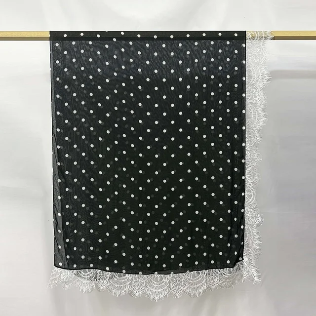 Nouveau hijab en dentelle modal double face à pois pour femmes, turban de mode musulmane, foulard pour femmes, Ramadan