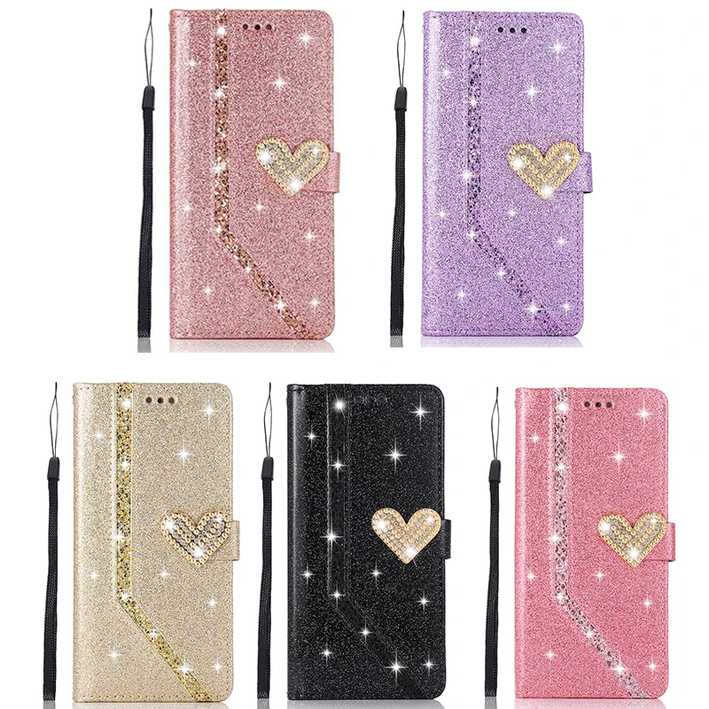 Premium Shiny Leather Wallet Flip Phone Case