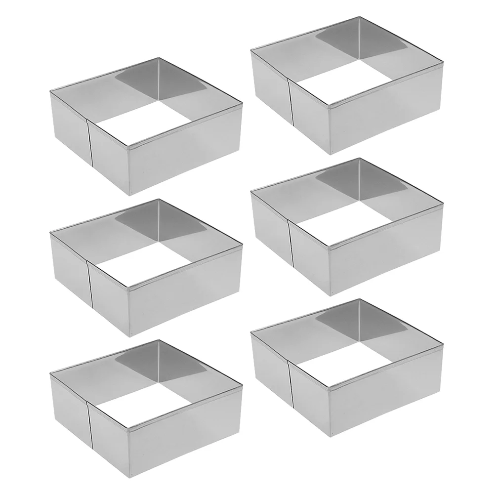 

6 Pcs Cake Print Biscuits Square Cookies Mold Wonton Wrappers Stainless Steel Square-shape Molds Baking