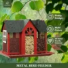 Bird Feeder House for Outside, Metal Mesh Wild Bird Feeder with Triple Feeders for Finch Cardinal Chickadee, Large Capacity 4
