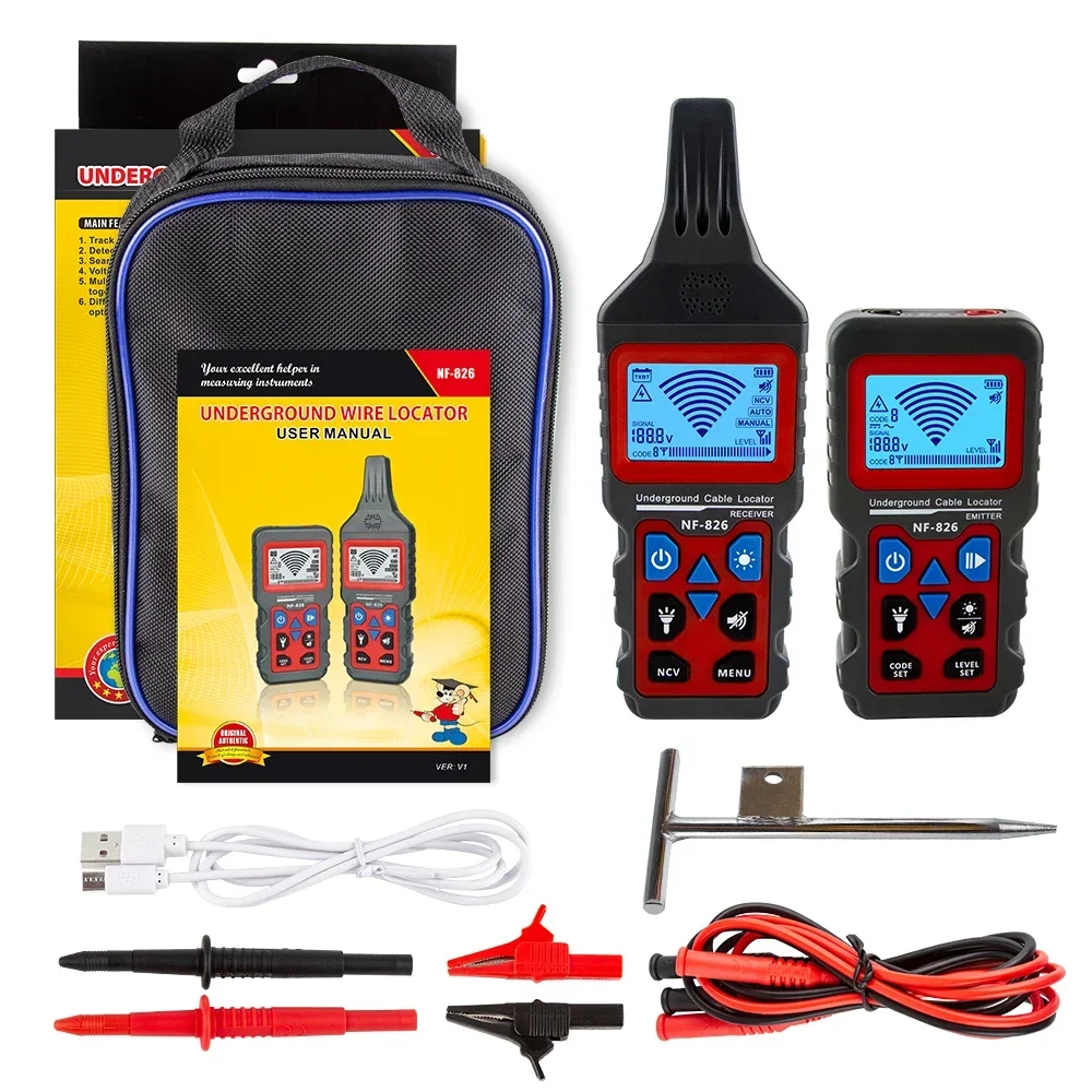 Noyafa NF-826 Wire Tracker Portable Telephone Cable Locator Underground Pipe Detector Professional Cable Finder 6