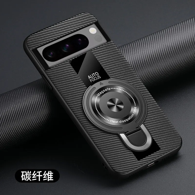 Luxury Shockproof Case with Magnetic Ring Holder - Plexiglass, PU Silicone, and Sheepskin Leather