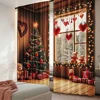 2Pcs Christmas Curtains Christmas Tree Cute Winter Holiday Xmas Gifts Snowflakes Elf For Living Room Window Home Drapes 6