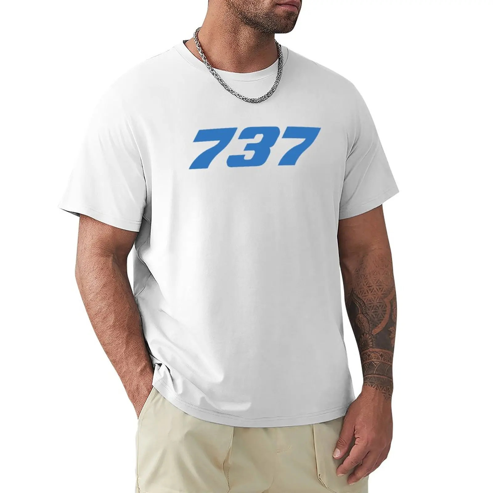 

Boeing 737 Aircraft (Blue, Horizontal) T-Shirt animal prinfor boys funnys Aesthetic clothing Men's t-shirt
