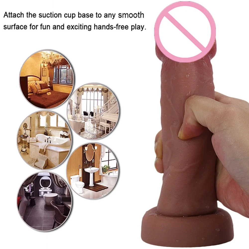 Sex Toys Skin Feeling Realistic Dildos Flesh Big Glans Chastity Soft Penis Strapon Silicone Suction Cup Anal Sex Toys For Women