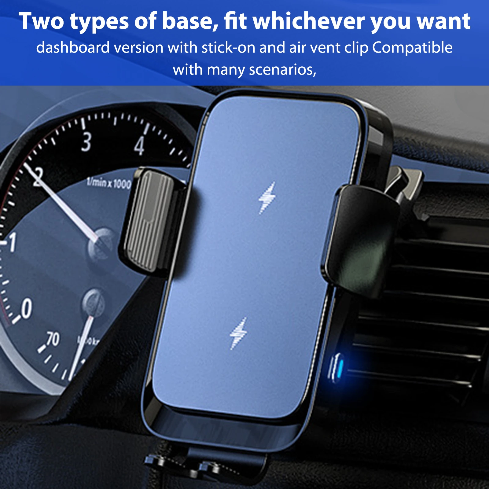 Wireless Car Charger 15W Dual Coil Car Mount Wireless Charger