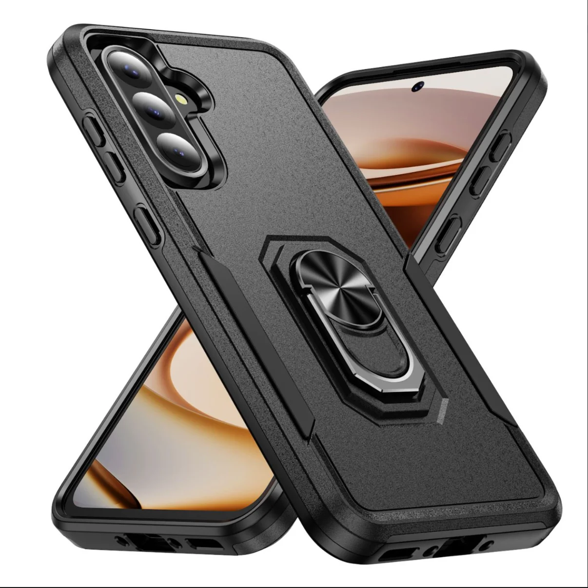 Rugged Military Armor Ring Bracket Phone Case - Dual Layer Shockproof Protection Cover