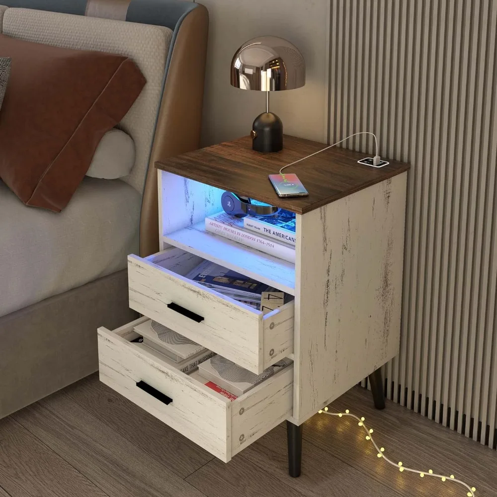 

Прикроватный столик, прикроватный столик с зарядной станцией и USB-портом, прикроватный столик с ящиками и функцией обнаружения человека