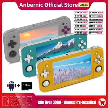ANBERNIC RG505 Console di gioco portatile Android 12 Unisoc Tiger T618 128G integrato precaricato 3172 giochi Schermo OLED da 4,95 pollici 1