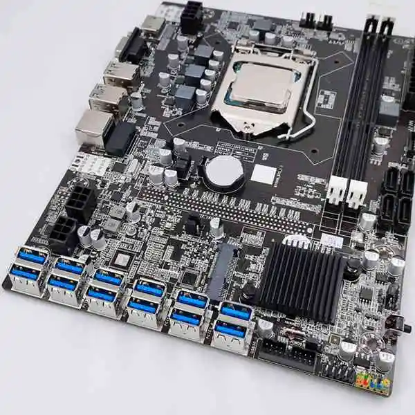 B75 ETH Mining Motherboard 12 PCIE to USB with CPU+SATA 15Pin to 6Pin Cable LGA1155 MSATA DDR3 B75 USB BTC Motherboard