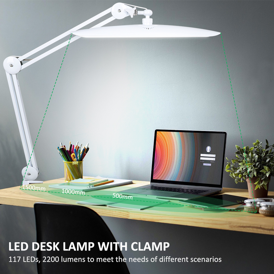 2,200 Lumens LED Task Lamp Super Bright Desk Lamp 117 Pcs SMD LED 4 Level Brightness Dimmable Task LED Light for Home Office