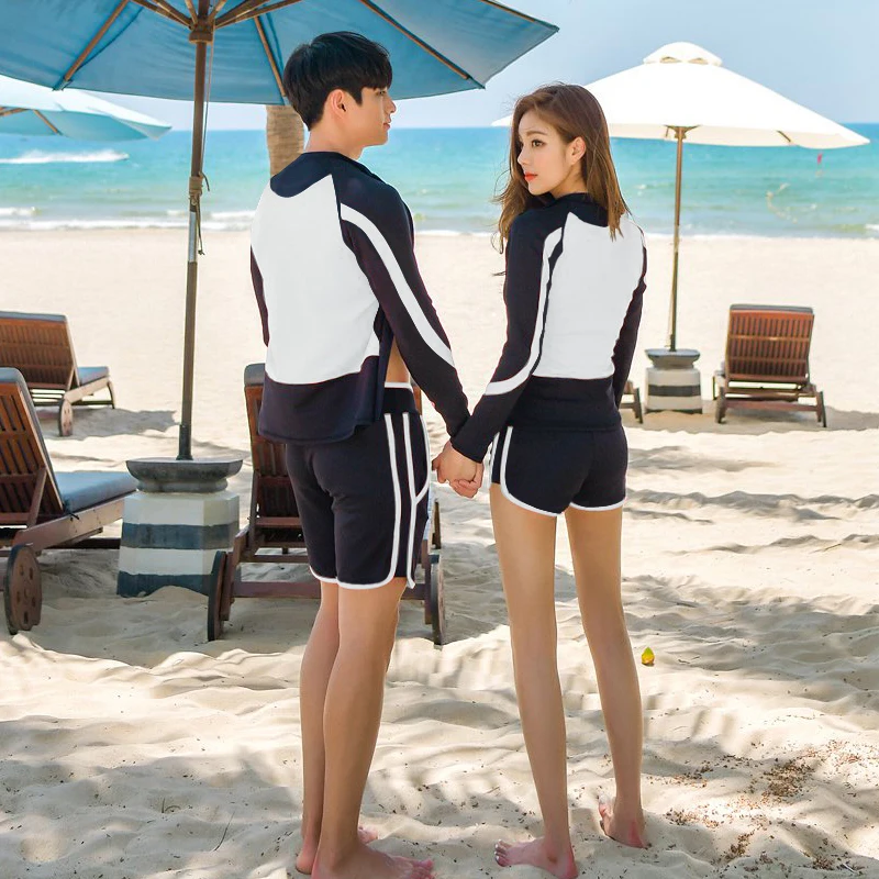 Rash Guard Couples Korean Long Sleeve Multi Pieces Swimsuit Swimwear Bathing Suits Surfing Long Pant rash guard surfing swimsuit