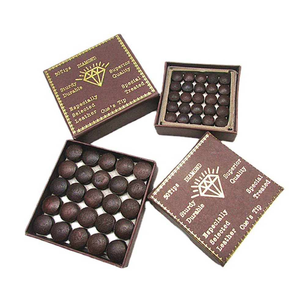 Billiard Tips 1Box /50PCS 9/10/11/12/13MM Pool Cue Red Tip Cowhide Material For American Snooker Black Eight Cue Repair Supplies