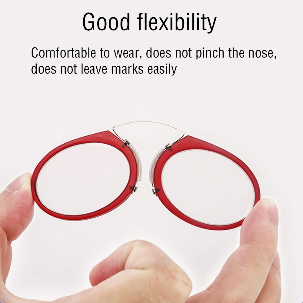 

Stick On Phone MINI Clip Nose Bridge Reading Glasses 1.0 To 3.5 Portable Presbyopic Glasses With Case