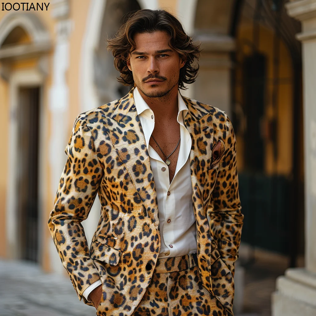 mens leopard print suit
