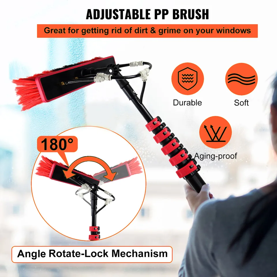 Outdoor Window Cleaning Brush,3.6-9M Carbon Fiber Telesrod Washing Set Equipment Telesextension Pole Cleaning Suitable For Glass Wall Photovoltaic