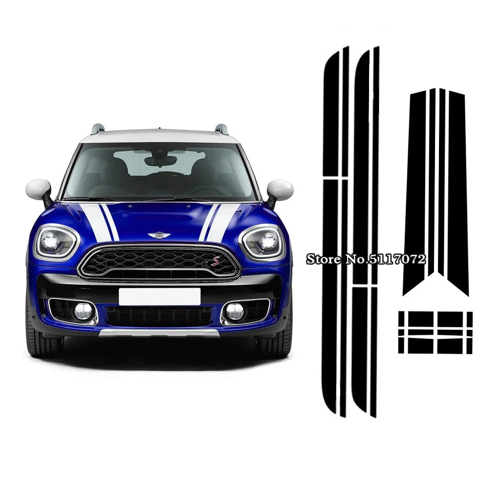 

Car Hood Stripes Trunk Bonnet Rear Body Kit Decor Door Side Stripe Skirt Sticker For Mini Cooper All4 Countryman F60 Accessories