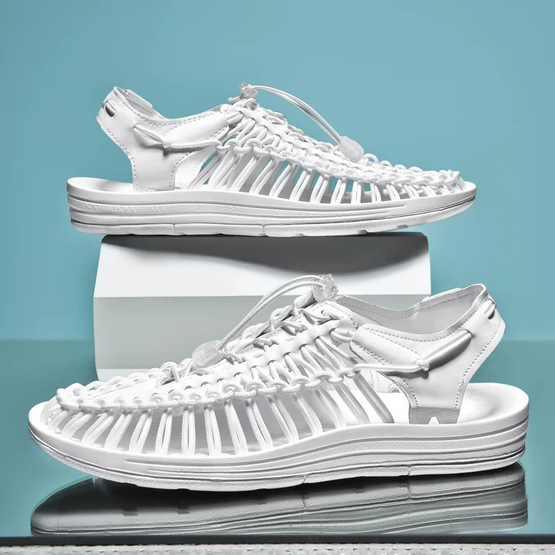 الصيف الرجال الصنادل النساء النعال النسيج تصميم صن...