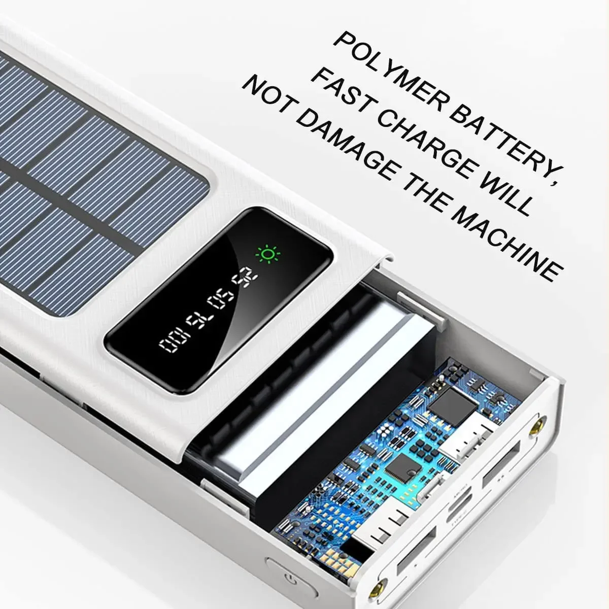 30000Mah-12000Mah Large Capacity Portable Charger Solar Power Bank Built-In 5 Outputs and 3 Inputs Cable for Mobile Phone Audio 5