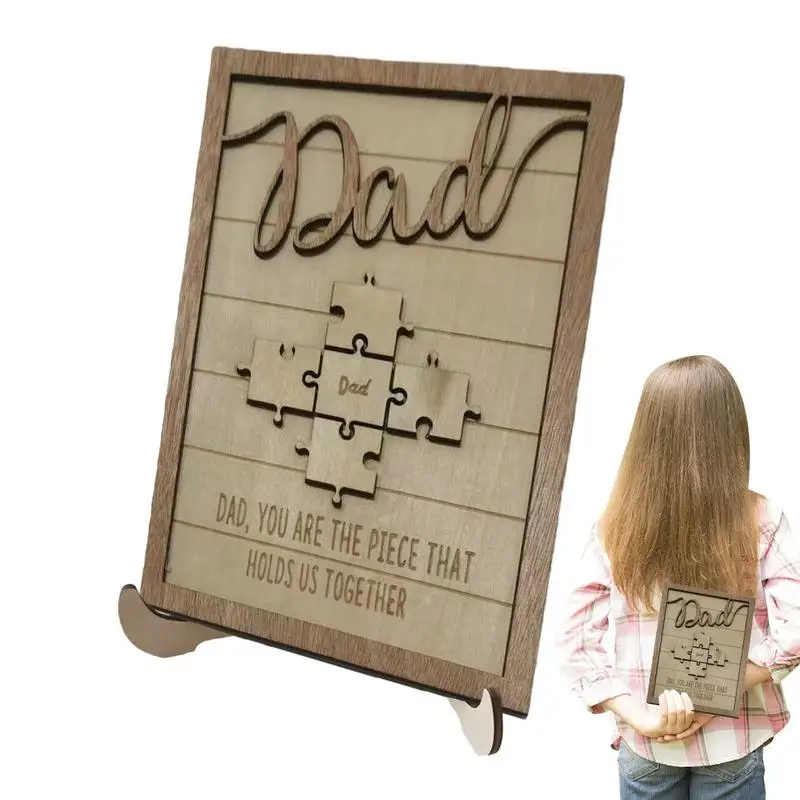 

Dad You Are The Piece That Holds Us Together Wood Sign Desktop Ornaments Home Decoration Gift For Father Grandad On Father's Day