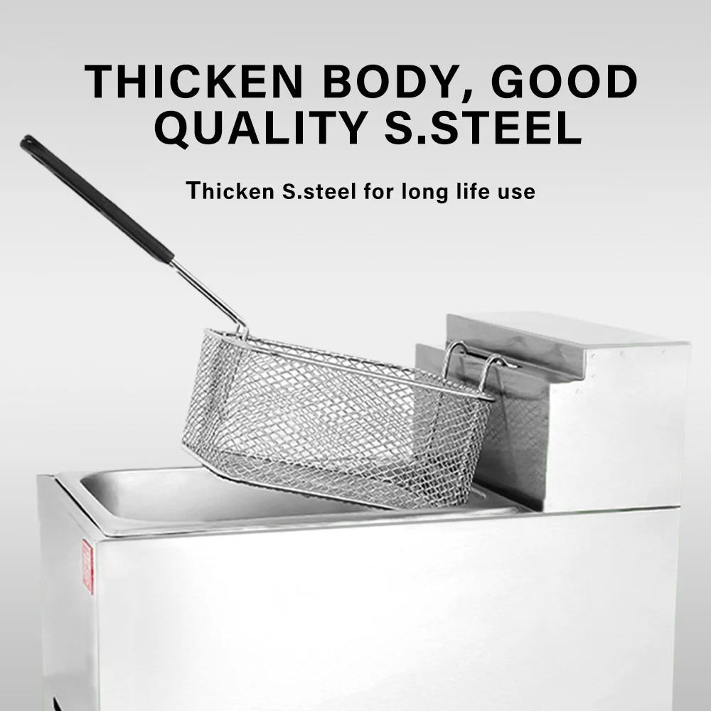 OT71 Commercial LPG 6L/6+6L Gas Deep Fryer with Fry Basket Stainless Steel Countertop for French Fries Fried Potato Chicken 2