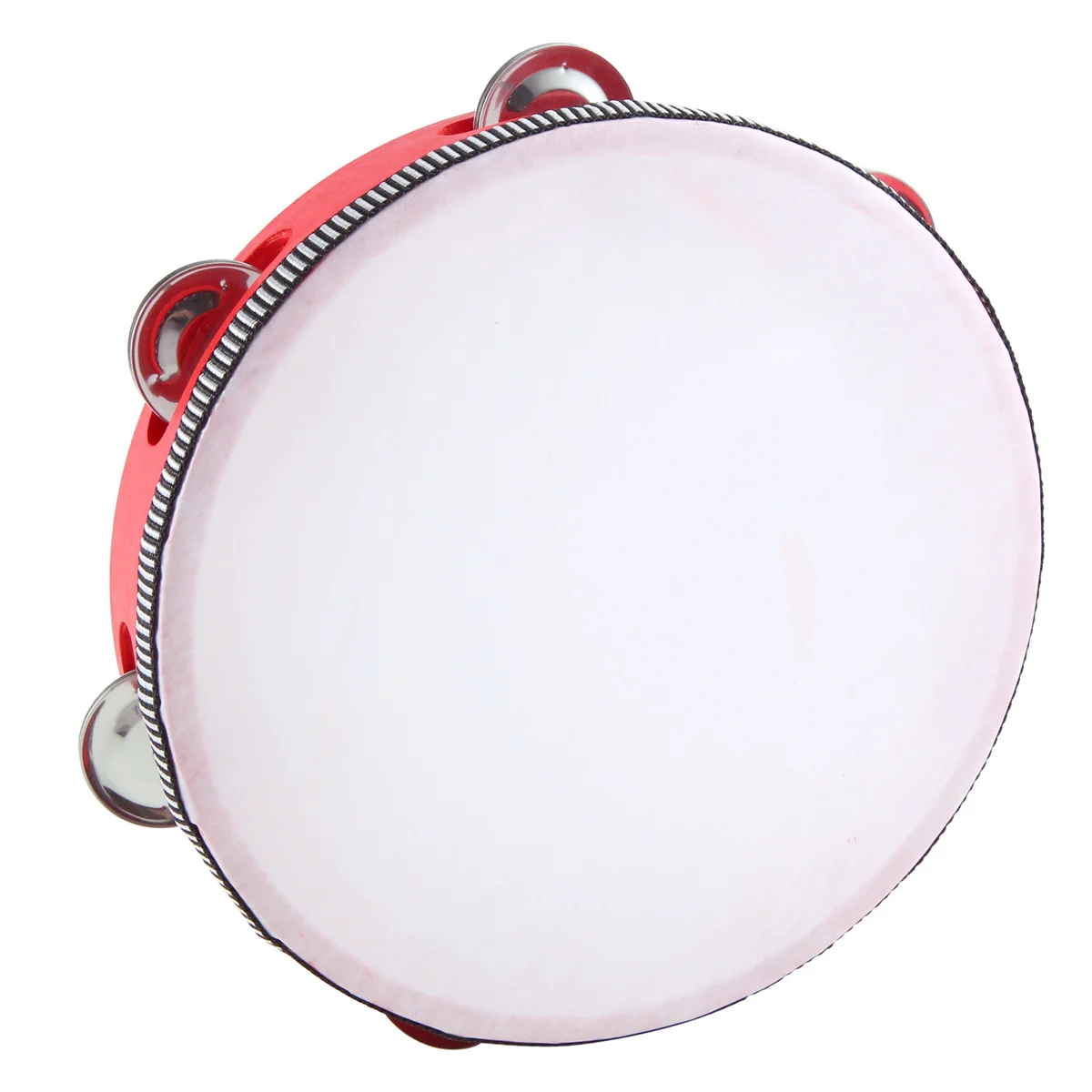 8inch Musical Tambourine Tamborine Drum Round Percussion Gift for KTV Party Red