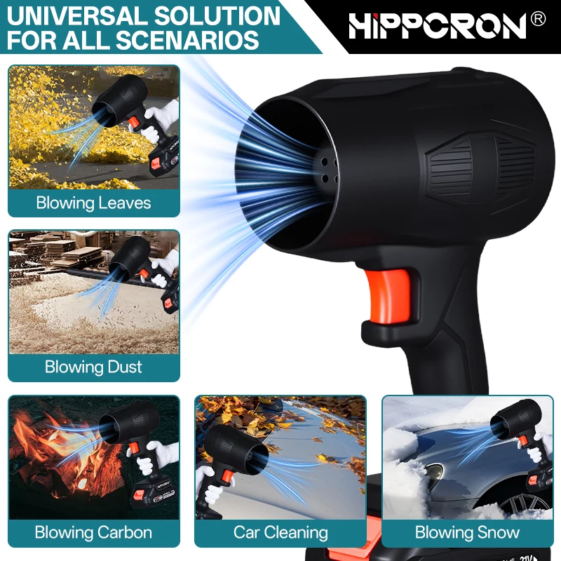 Hippcron 무선 리프 블로워 21V 30000RPM 자동차 먼지 블로워, 다용도 청소 도구, 세련된 전동 공구, 견고한 구조
