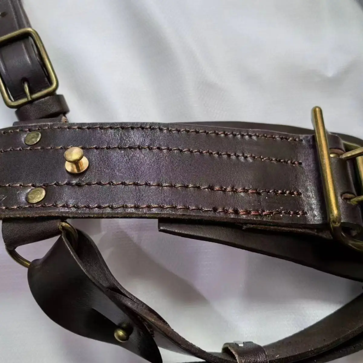 military Sam Browne Belt Shoulder Strap Brown Leather WW1 fit hole size:38-42" inch military belt