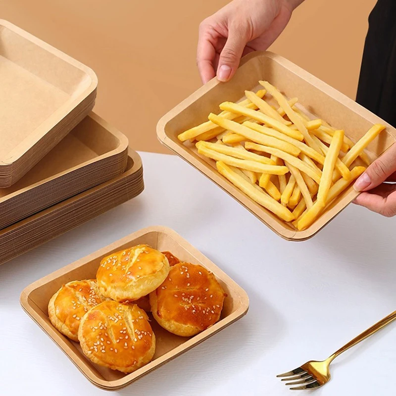 Party Tableware 10Pcs Square Paper Plate Party Plates Tableware Dessert Cake Plates Bowls Dining For Wedding Birthday Party