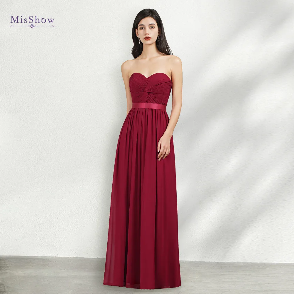 

Chiffon Burgundy Bridesmaid Dresses Women 2022 Long A-line Sweetheart Formal Evening Gowns for Wedding Party Vestidos De fiesta