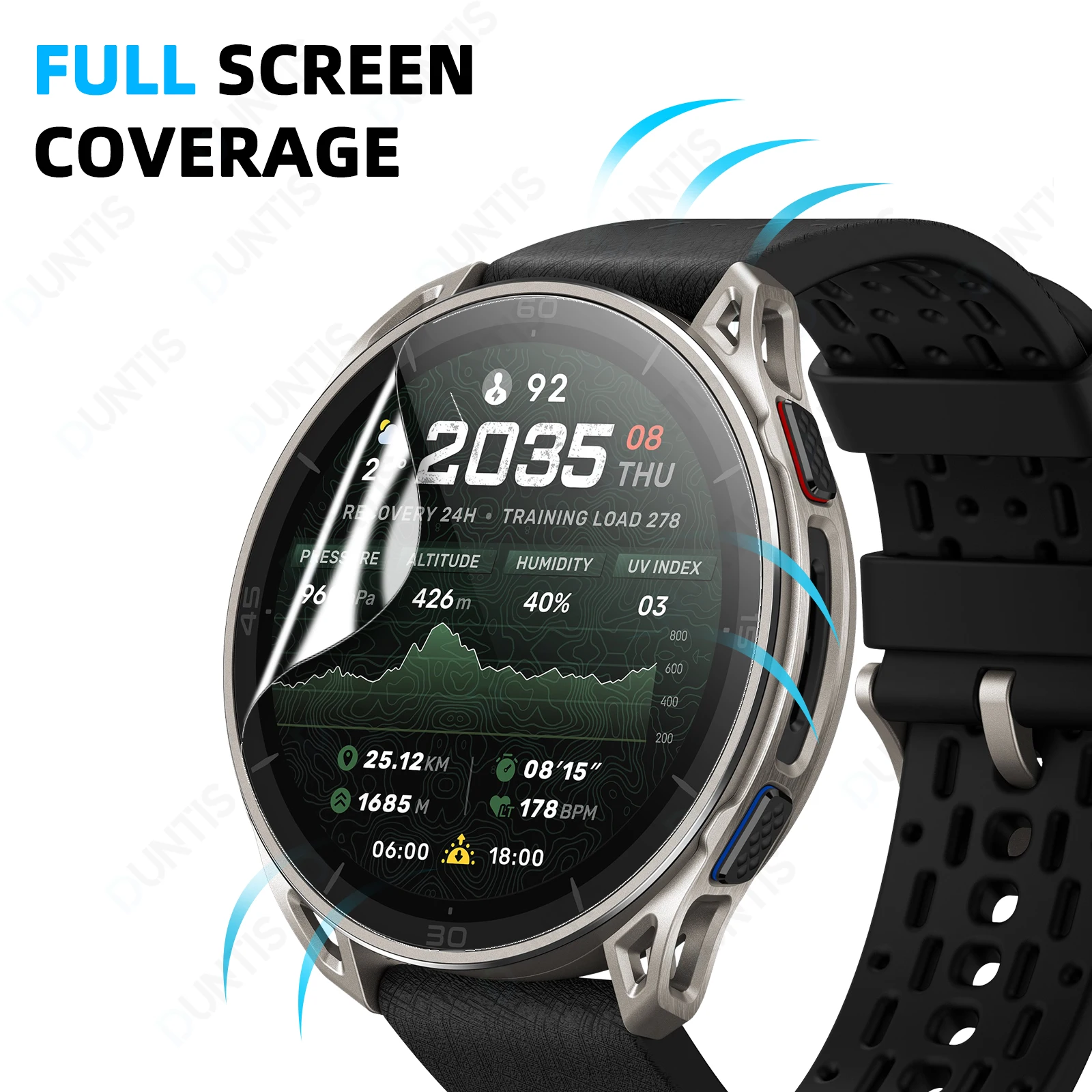 Amazfit Cheetah 2용 3D 화면 보호기 매우 유연한 하이드로겔 HD 투명 풀 커버리지 보호 필름 액세서리(유리가 아님)