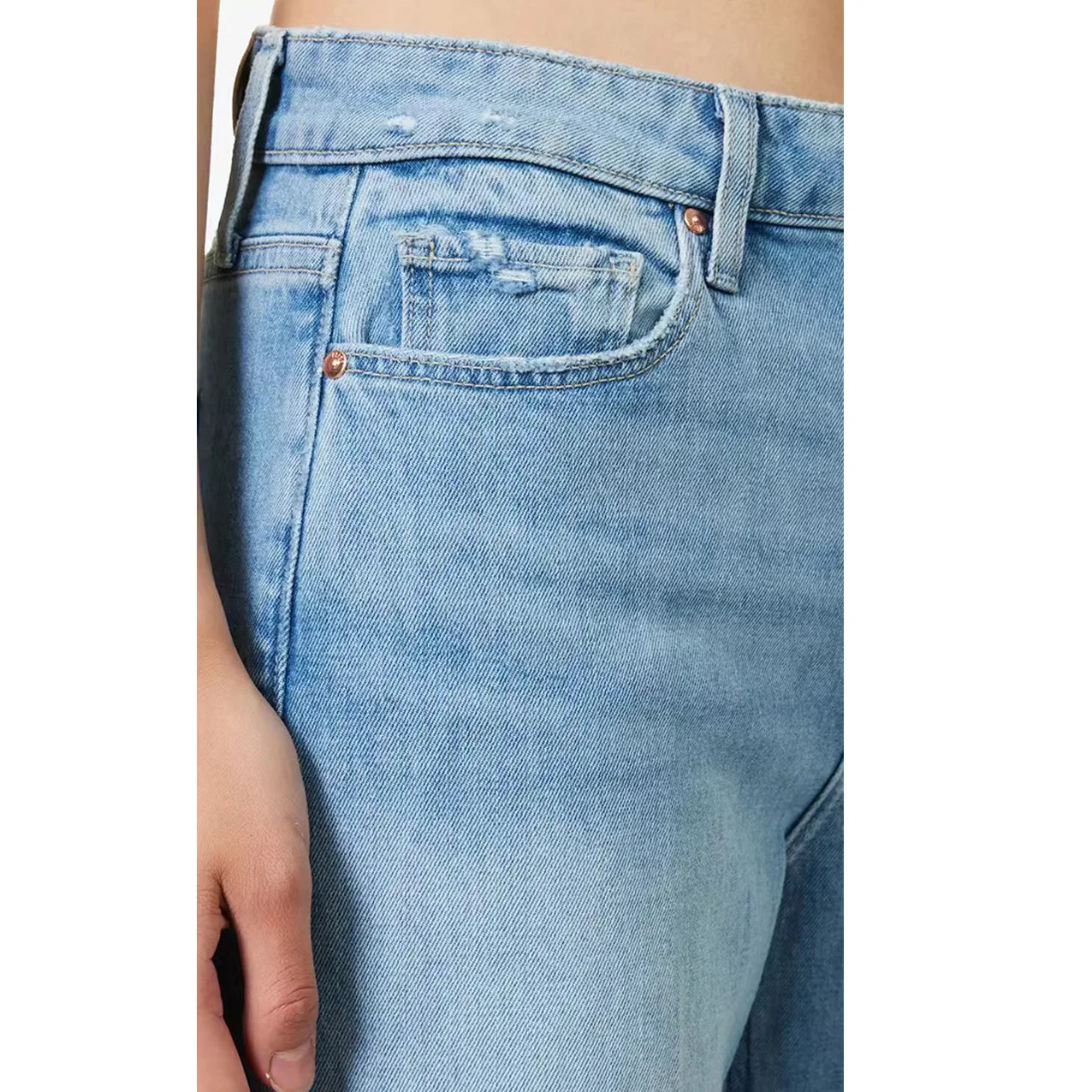 24 Spring/Summer New Light Blue High Waist Wide Leg Denim Pants for Women 4