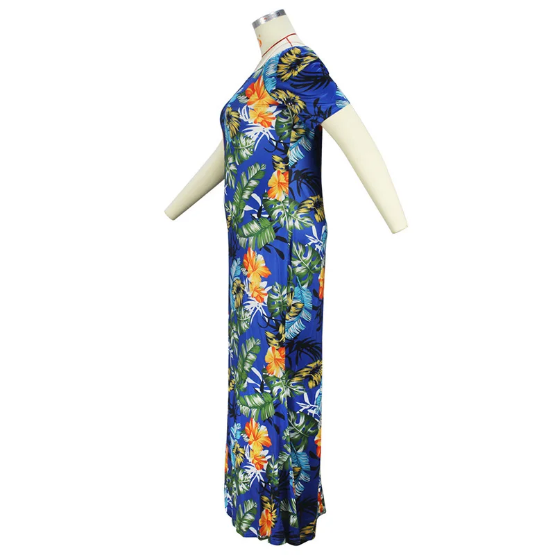 Summer Clothes for Women Robe Femme One Word Collar Sexy Floral Leaf Printing Bag Hip Backless Plus Size Maxi Dress Vacation