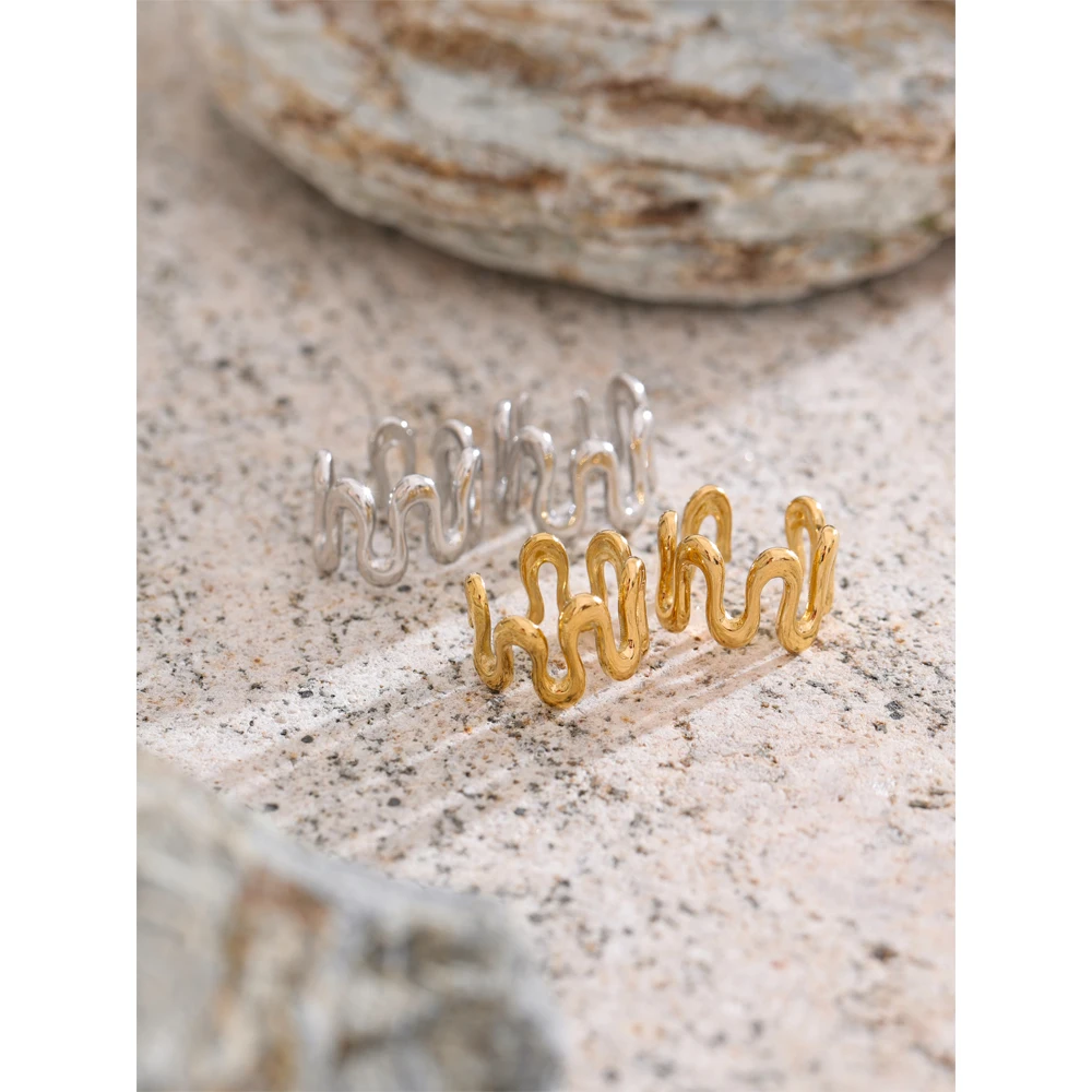 Yhpup Stainless Steel Irregular Adjustable Ear Bone Clip Earrings